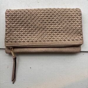 Tan Zippy Clutch